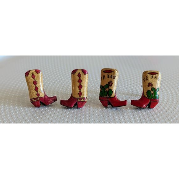 Bundle of two (2) wood cowboy boots cufflinks (Unisex) - Picture 7 of 10